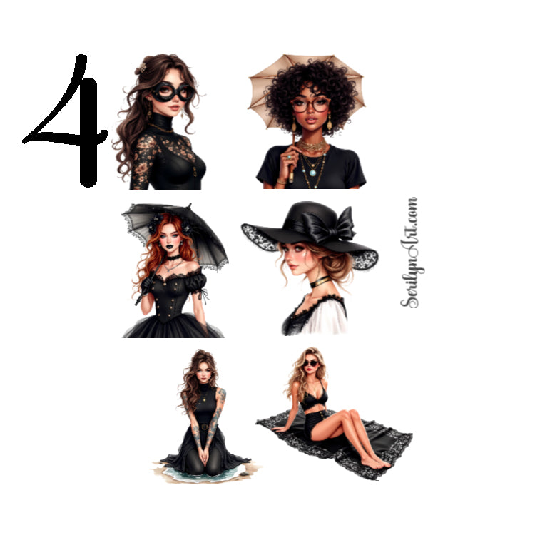 Gothic Girl Summer Sticker Sheet