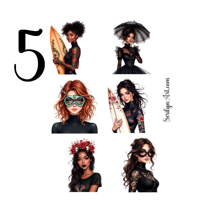 Gothic Girl Summer Sticker Sheet