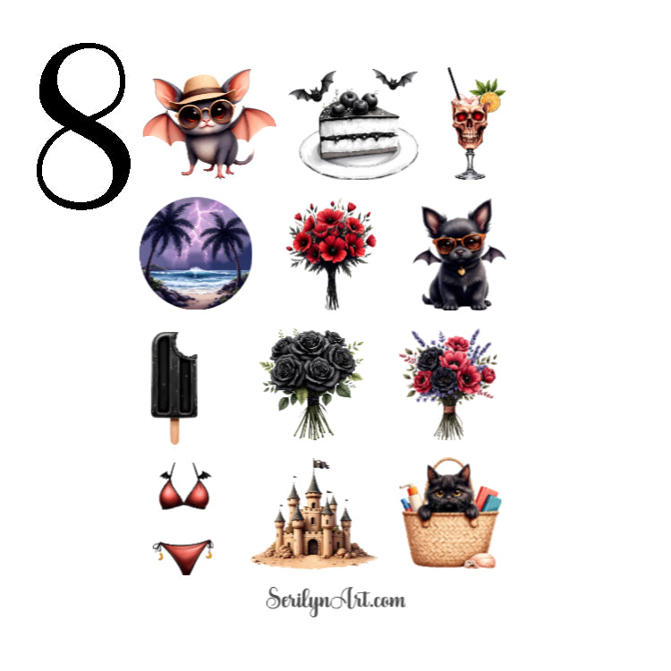 Gothic Girl Summer Sticker Sheet