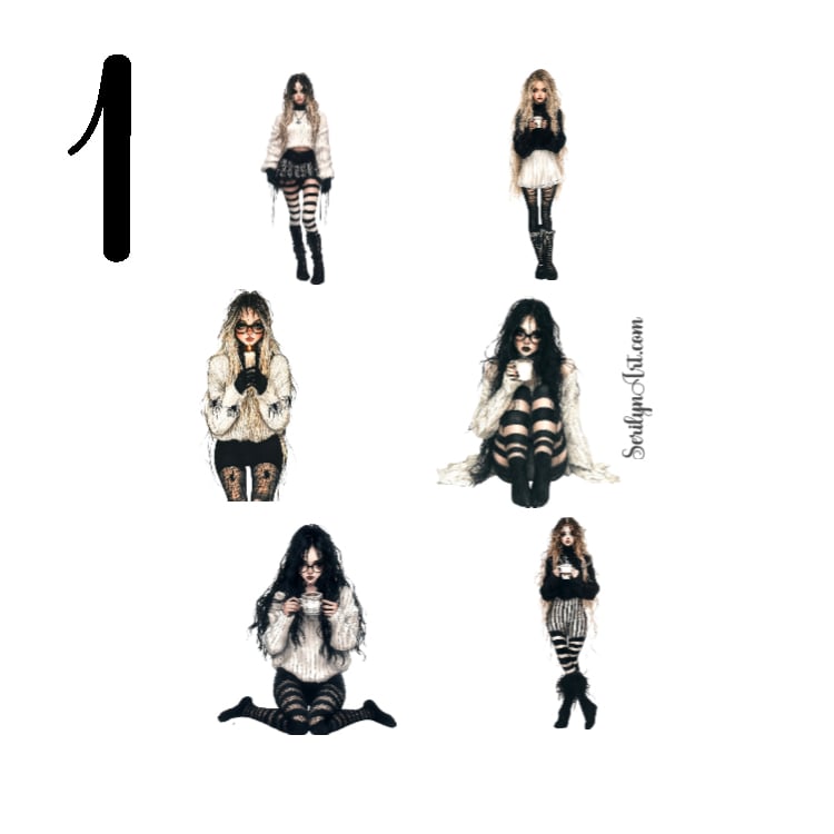 Gothic Girls Sticker Sheet