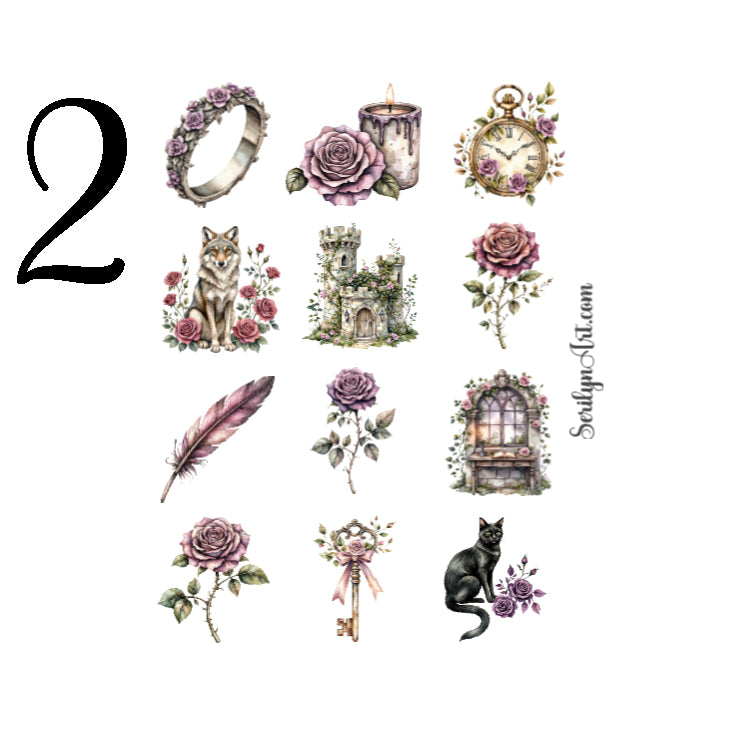 Gothic Roses Sticker Sheet