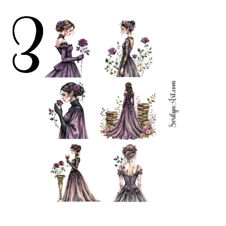 Gothic Roses Sticker Sheet