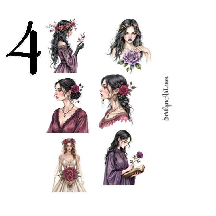 Gothic Roses Sticker Sheet