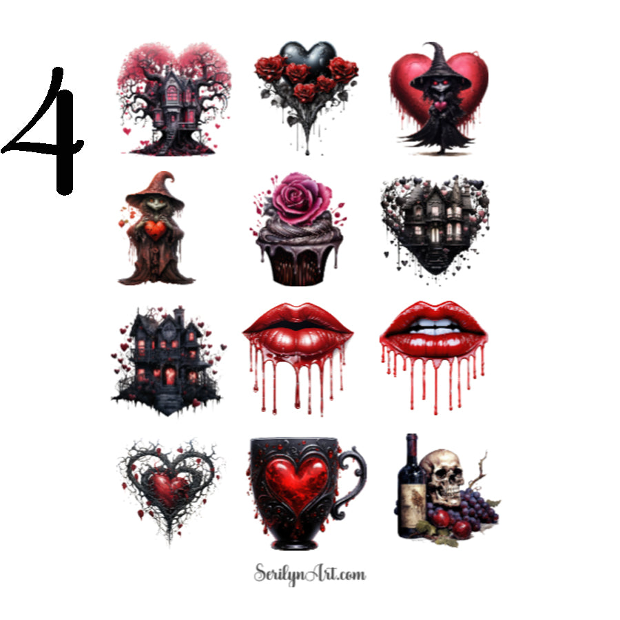 Gothic Valentine Sticker Sheet