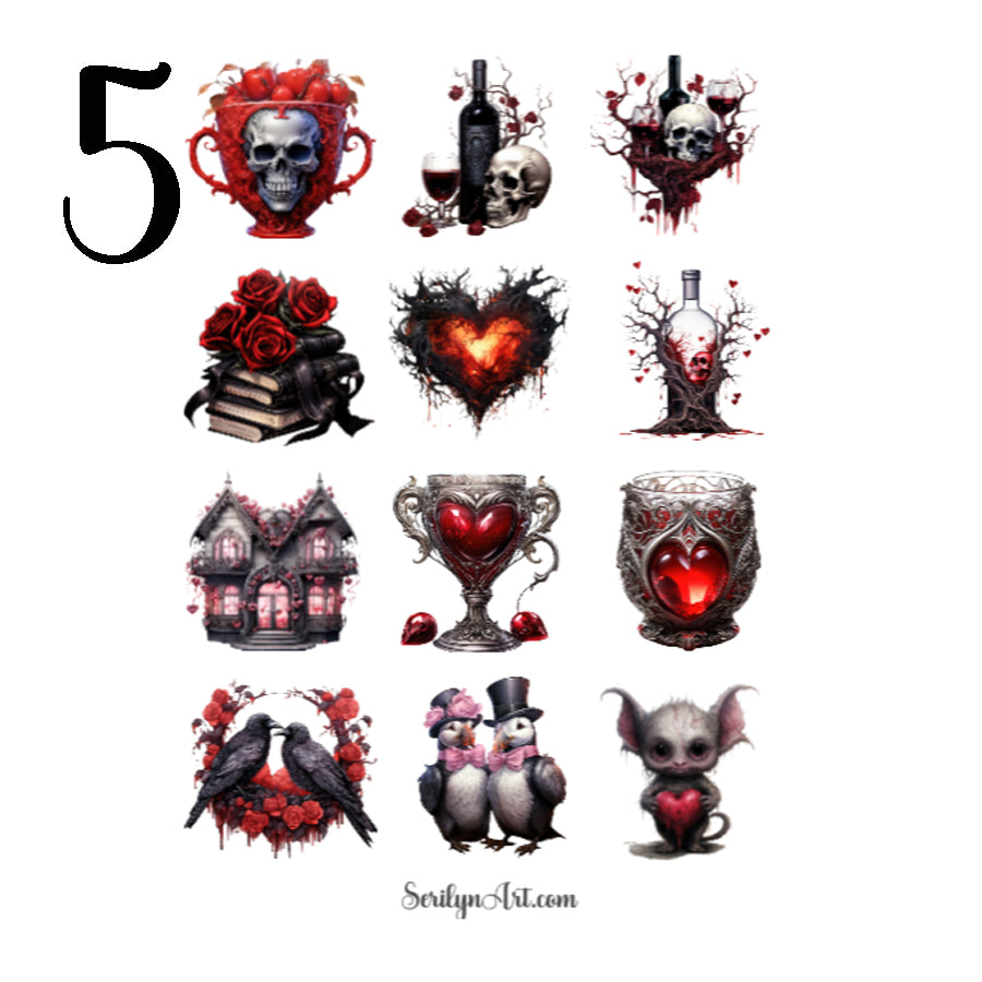 Gothic Valentine Sticker Sheet