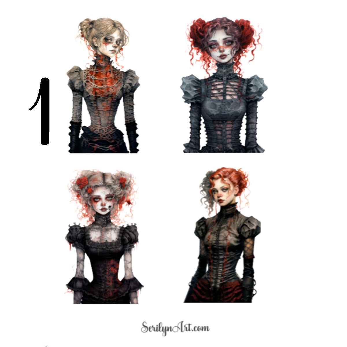 Gothic Zombie Girls Sticker Sheet