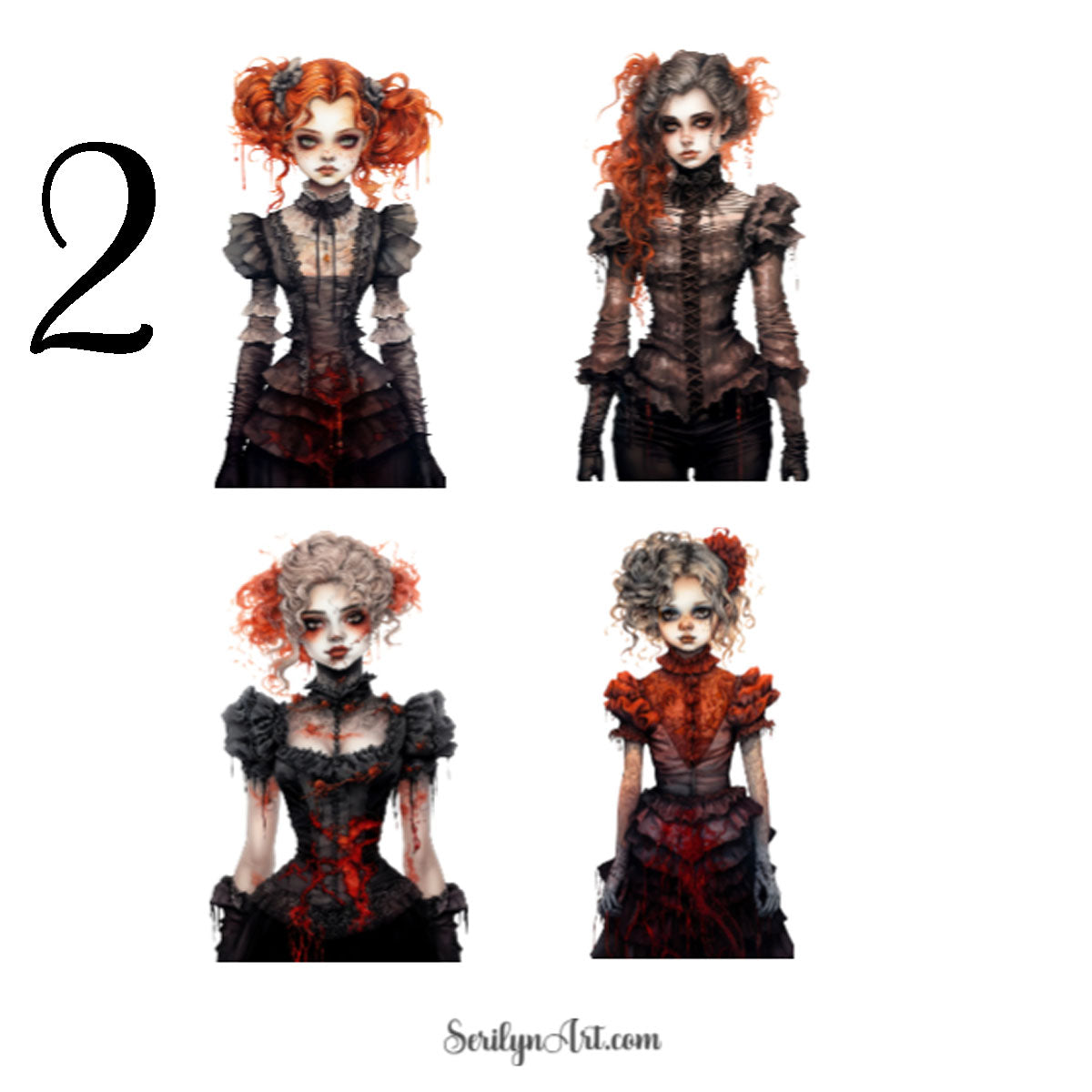 Gothic Zombie Girls Sticker Sheet