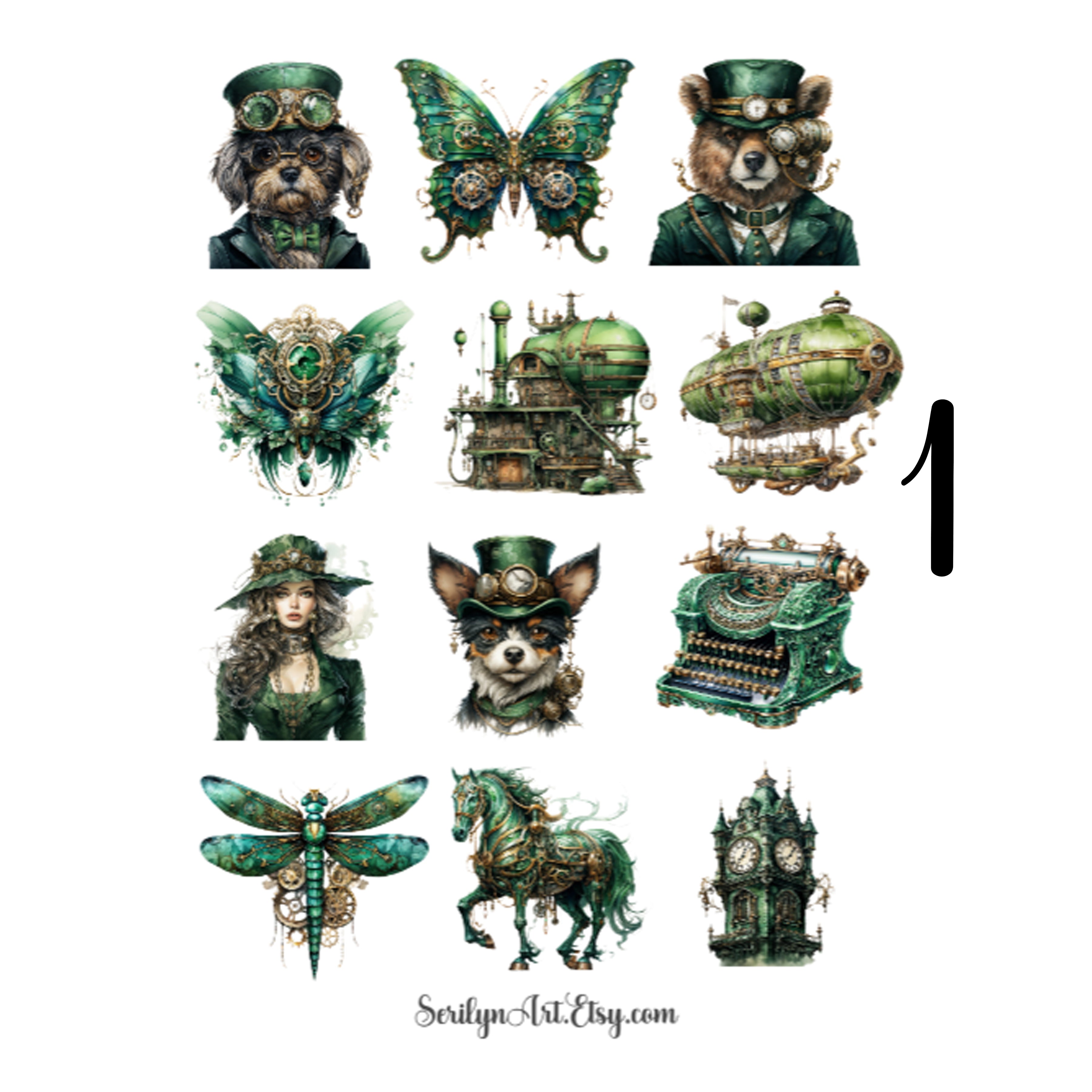 Green Steampunk Sticker Sheet
