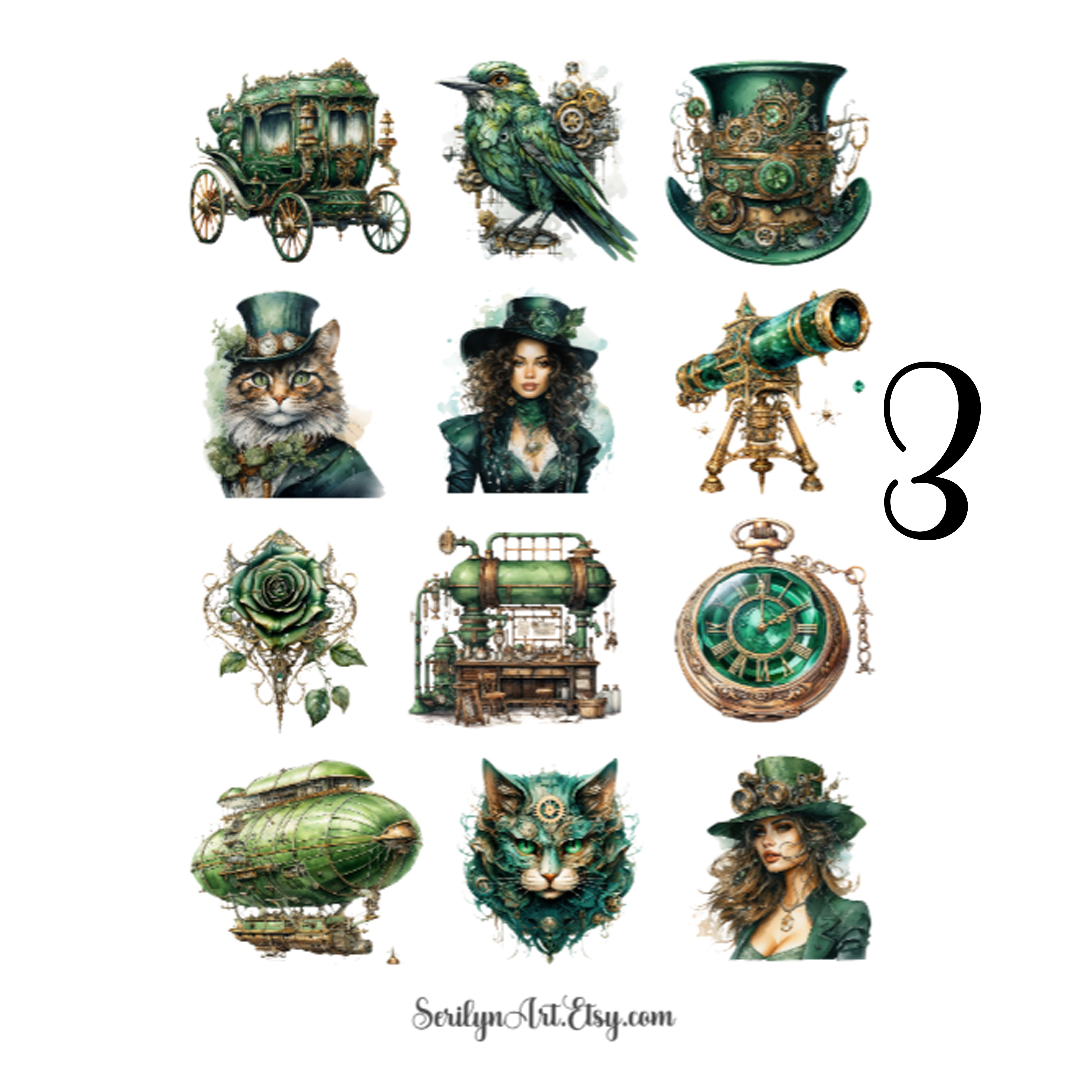 Green Steampunk Sticker Sheet
