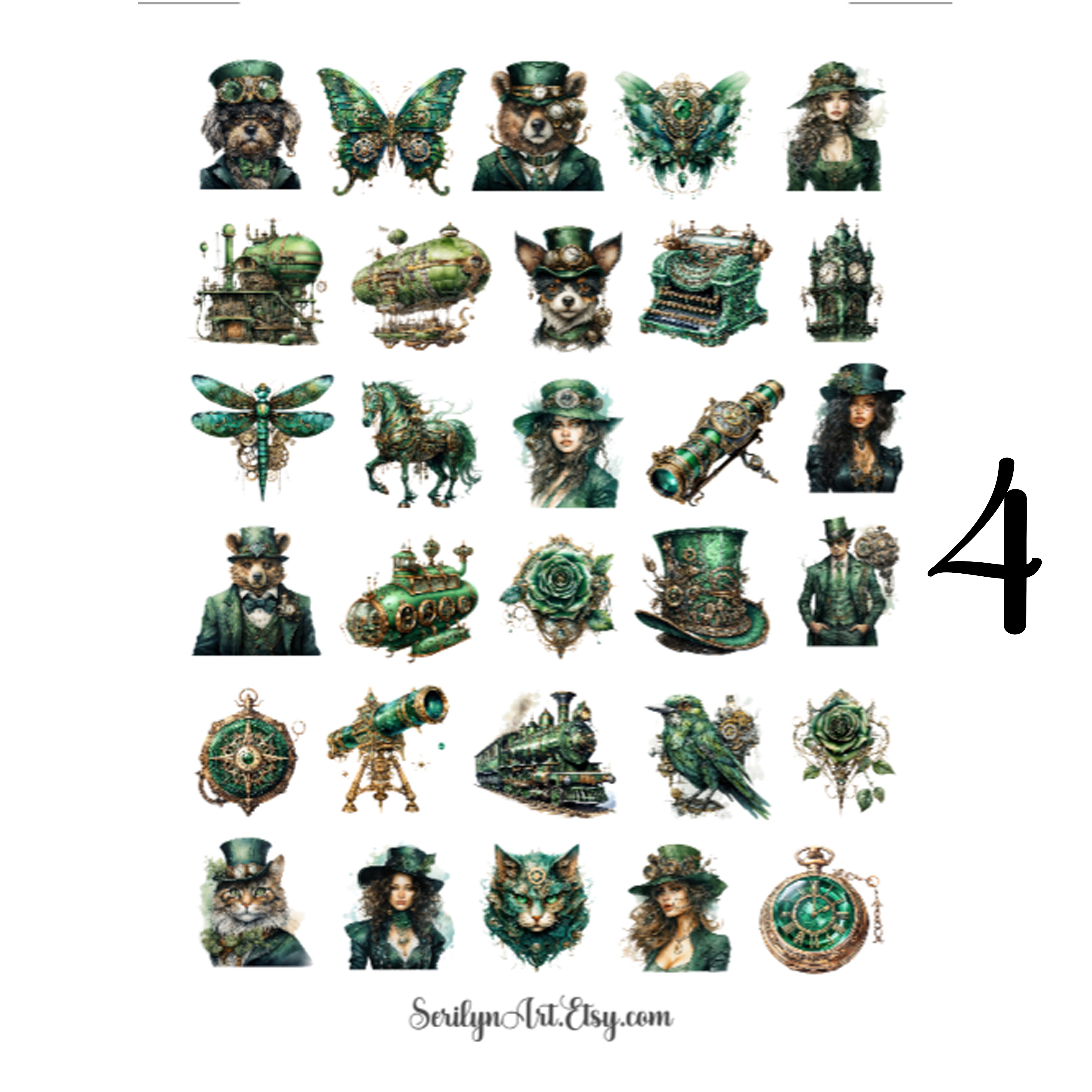 Green Steampunk Sticker Sheet
