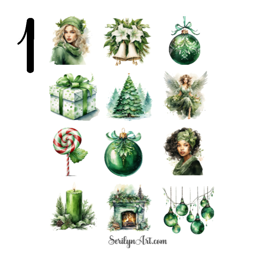 Green Christmas Sticker Sheet