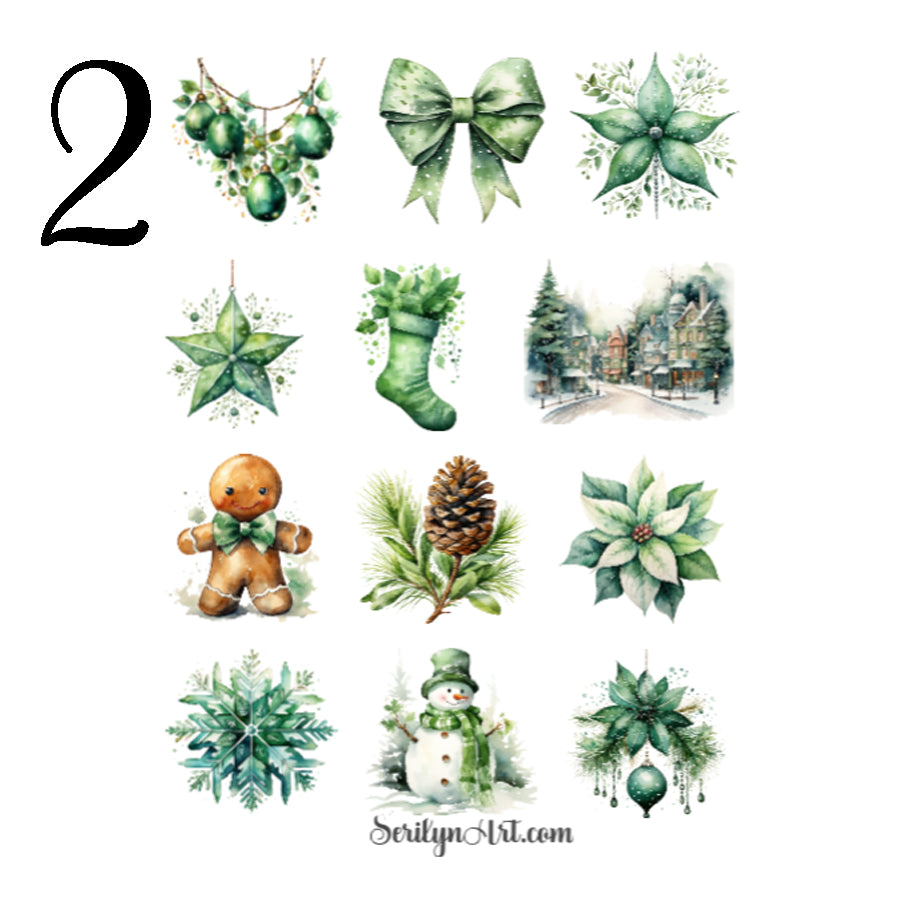 Green Christmas Sticker Sheet