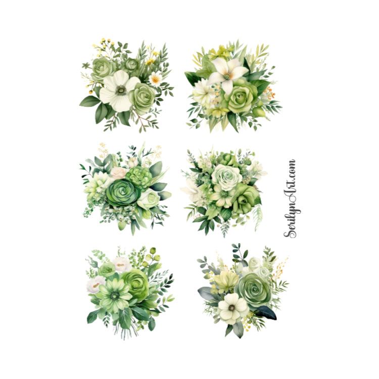 Green Florals Sticker Sheet