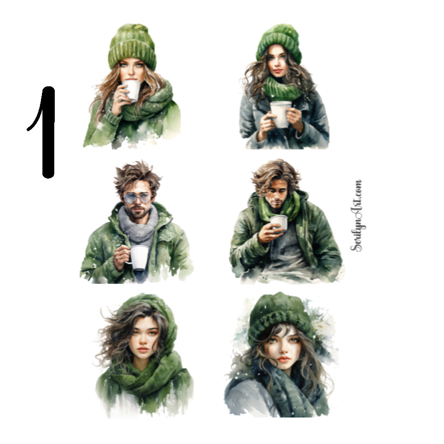 Green Winter Sticker Sheet