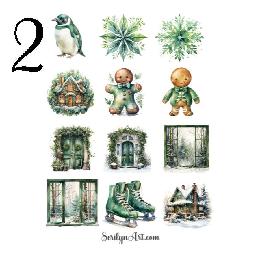 Green Winter Sticker Sheet