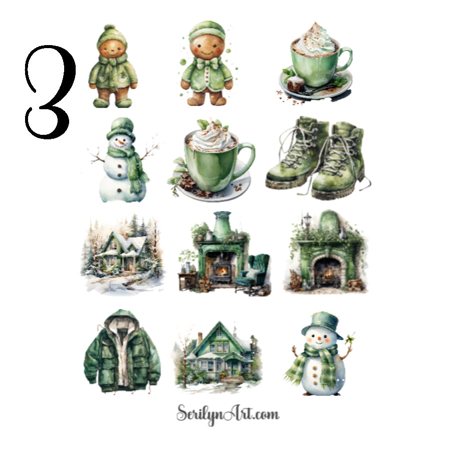 Green Winter Sticker Sheet
