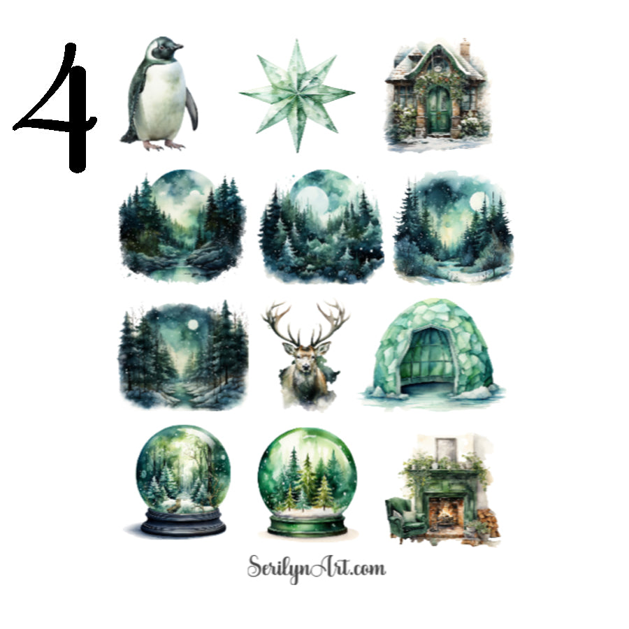 Green Winter Sticker Sheet