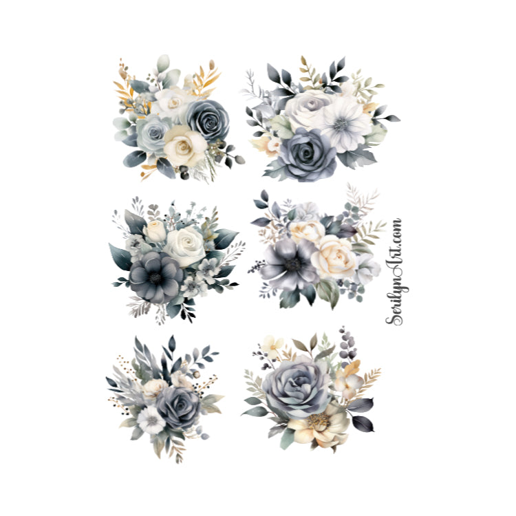 Grey Florals Sticker Sheet