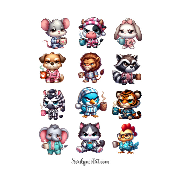 Grumpy Coffee Animals Sticker Sheet