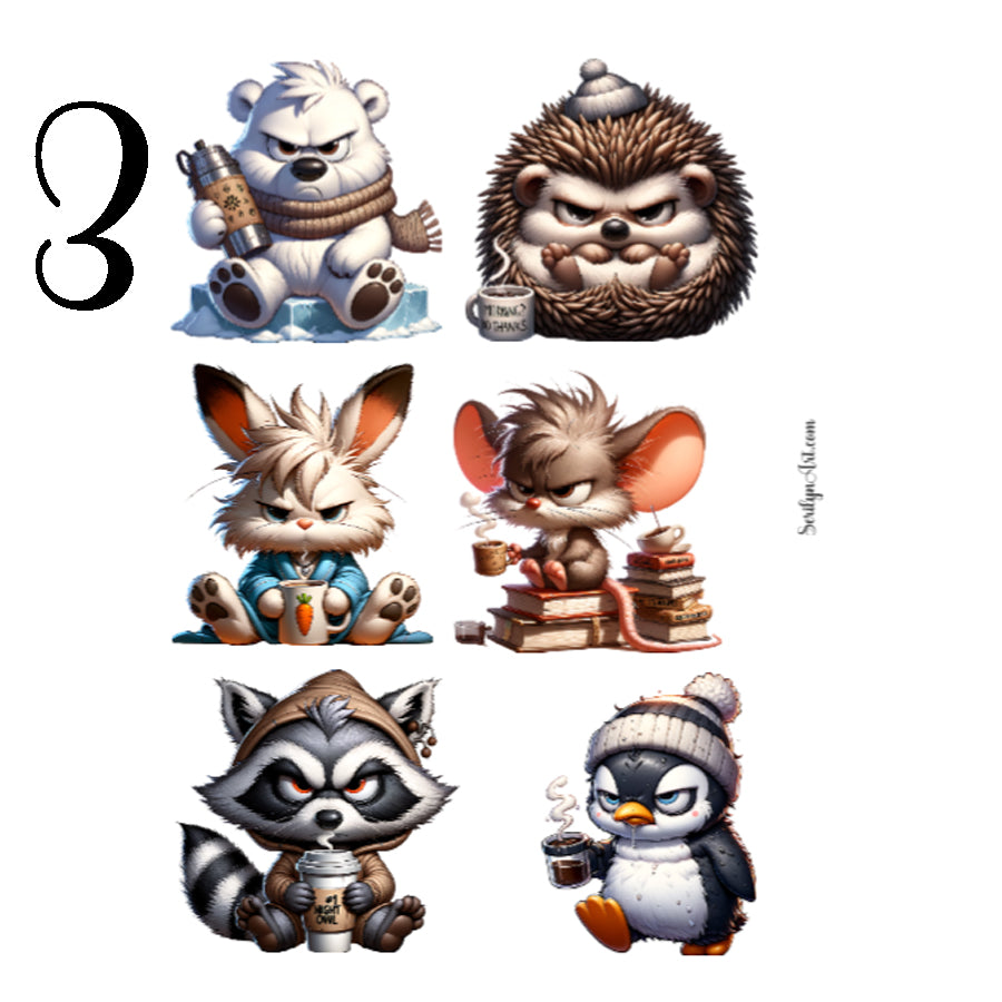 Grumpy Coffee Animals Sticker Sheet