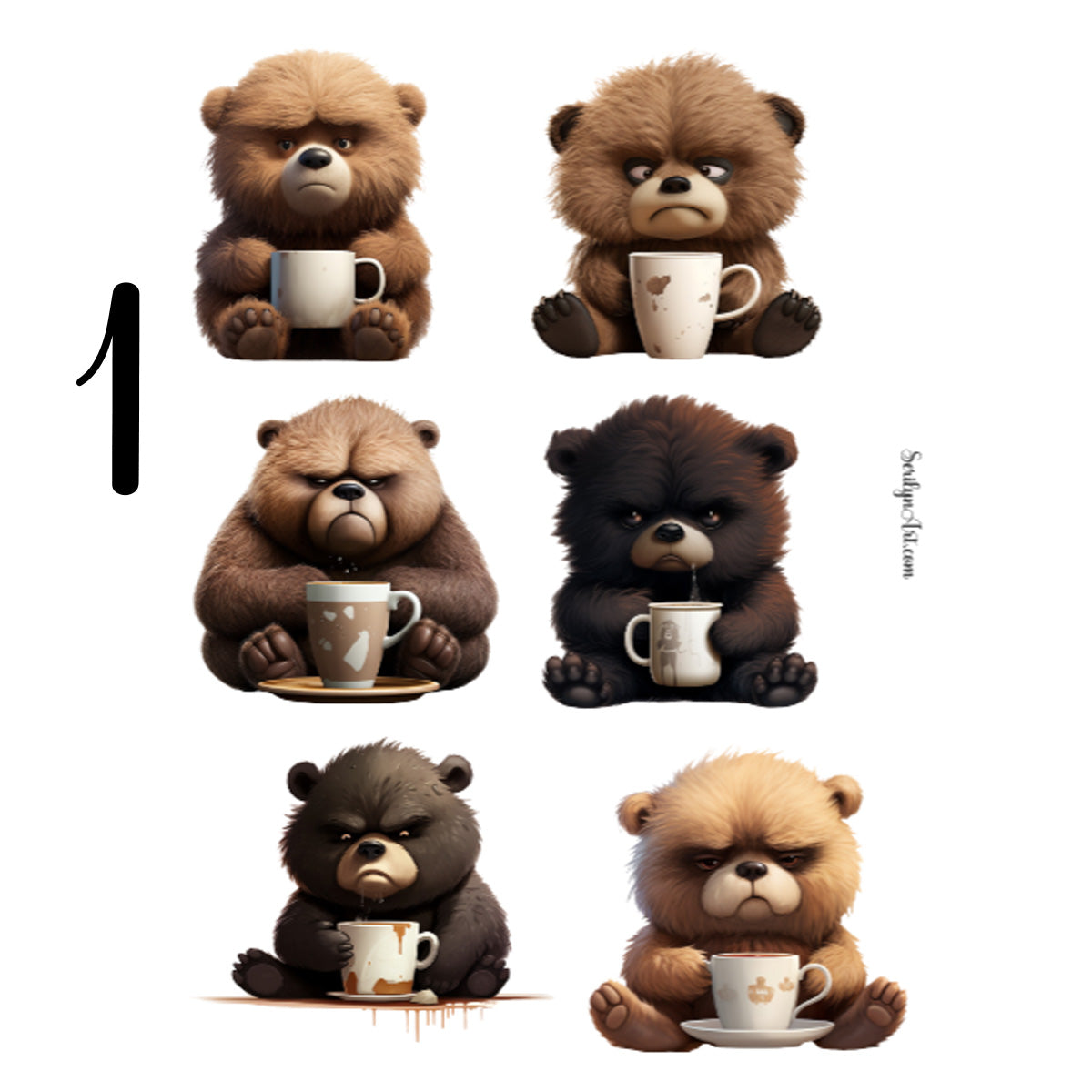 Grumpy Coffee Bears Sticker Sheet