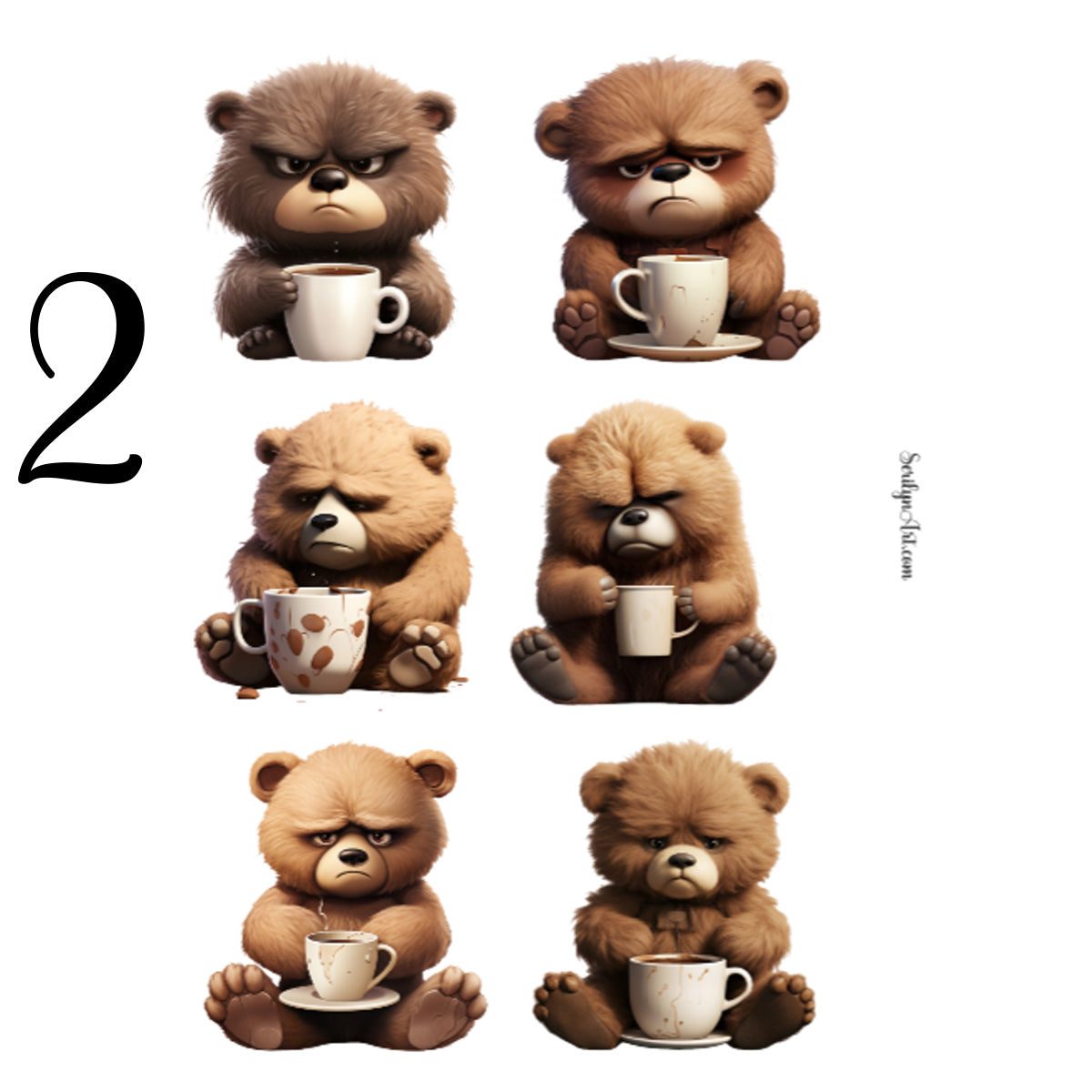 Grumpy Coffee Bears Sticker Sheet