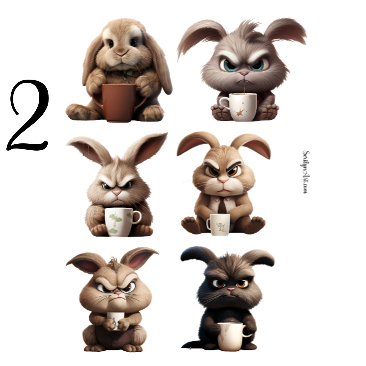 Grumpy Coffee Bunnies Sticker Sheet