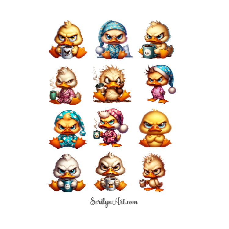 Grumpy Coffee Ducks Sticker Sheet