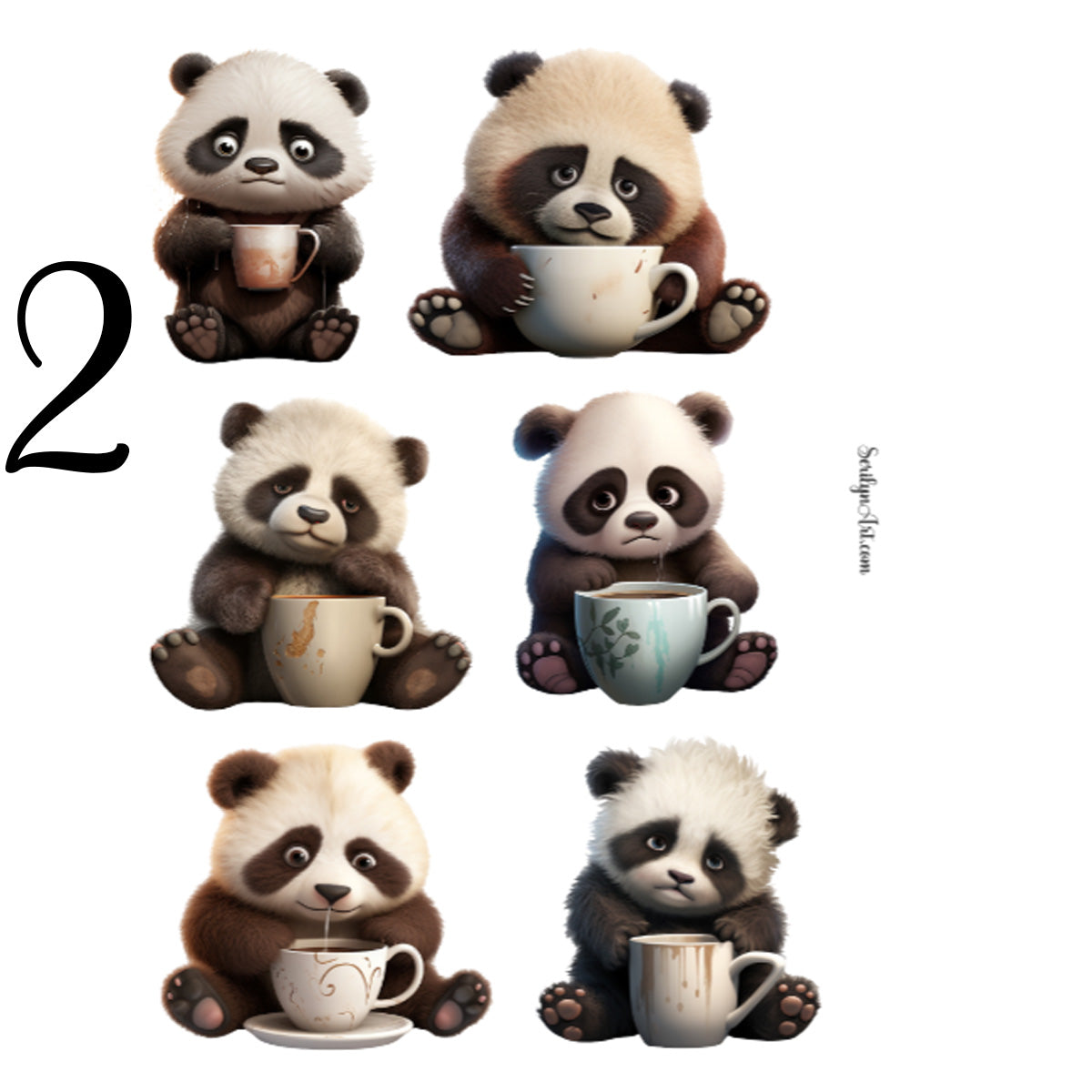 Grumpy Coffee Pandas Sticker Sheet