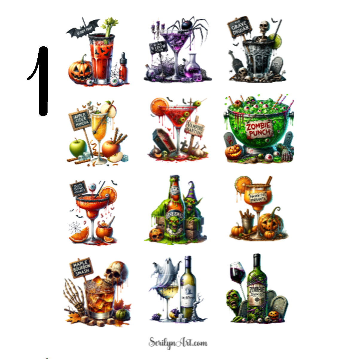 Halloween Cocktails Sticker Sheet