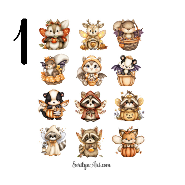 Halloween Fairy Animals Sticker Sheet