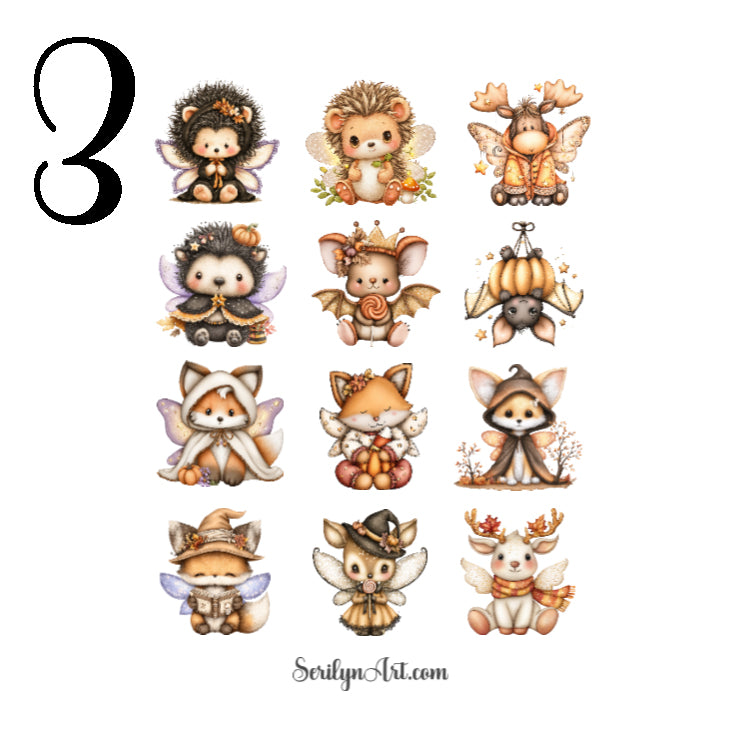 Halloween Fairy Animals Sticker Sheet