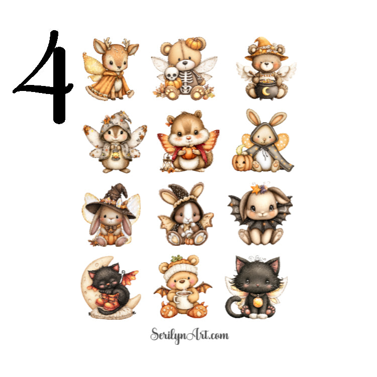 Halloween Fairy Animals Sticker Sheet