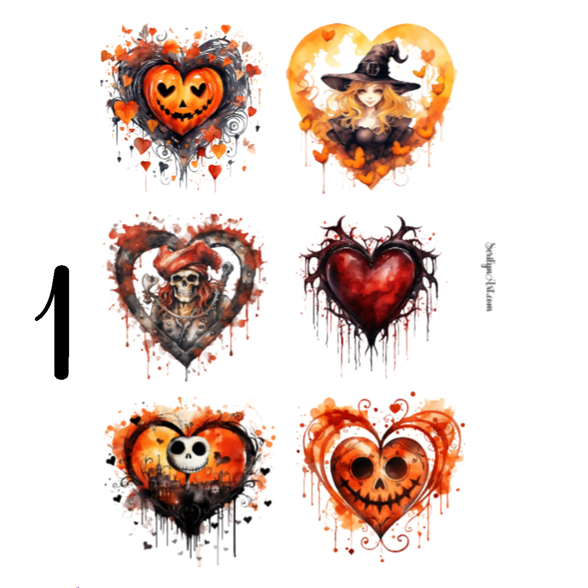 Halloween Hearts Sticker Sheet