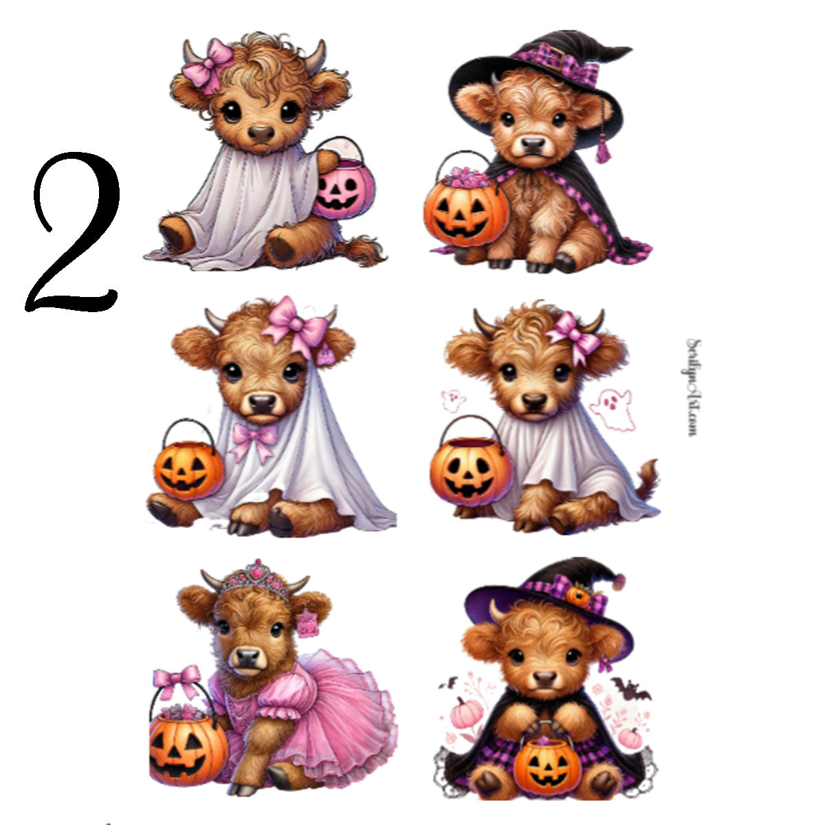 Halloween Highland Cows Sticker Sheet