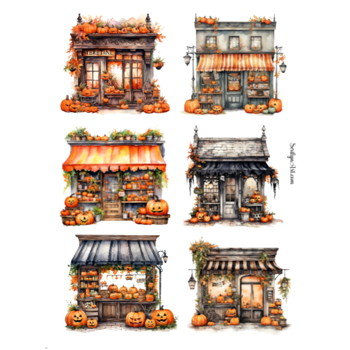 Halloween Shops Sticker Sheet