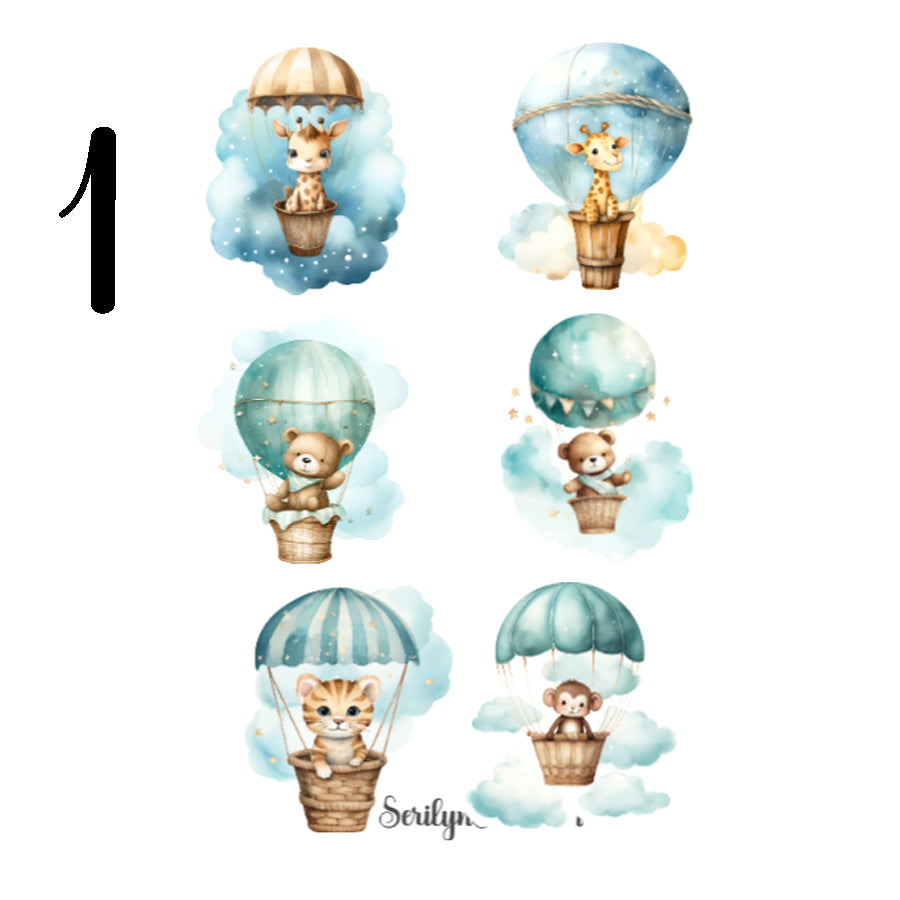 Hot Air Balloon Animals Sticker Sheet