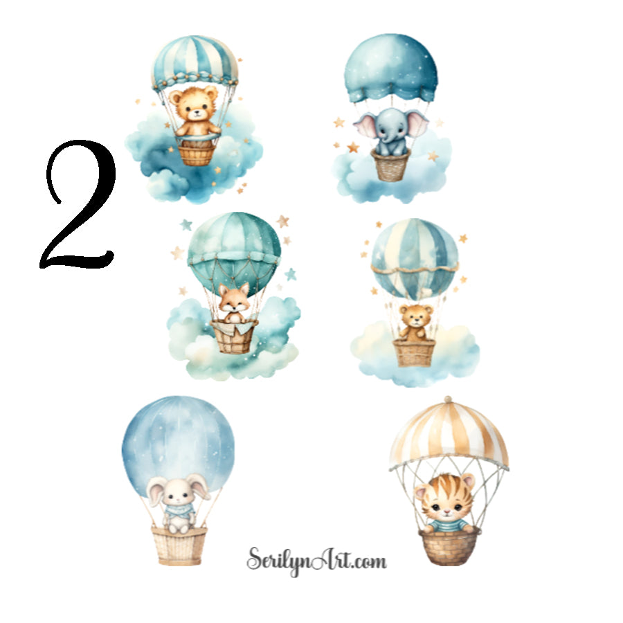 Hot Air Balloon Animals Sticker Sheet