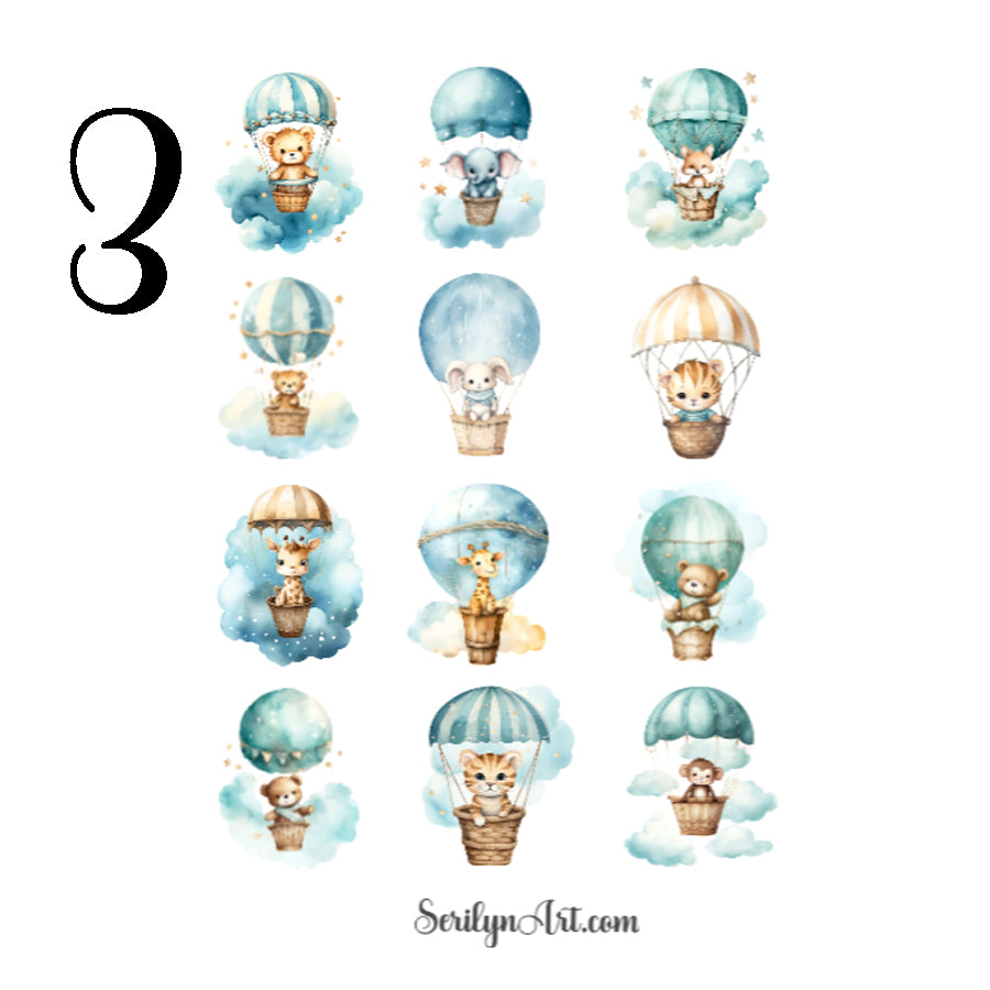 Hot Air Balloon Animals Sticker Sheet
