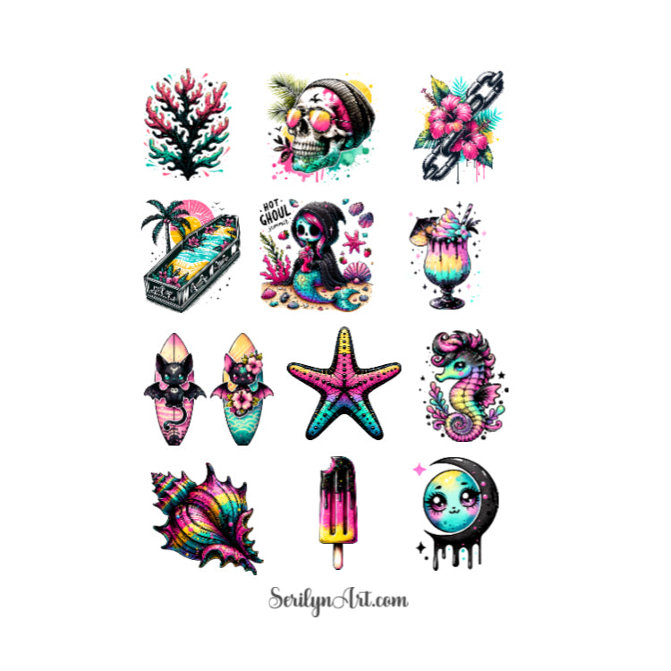 Hot Ghoul Summer Sticker Sheet