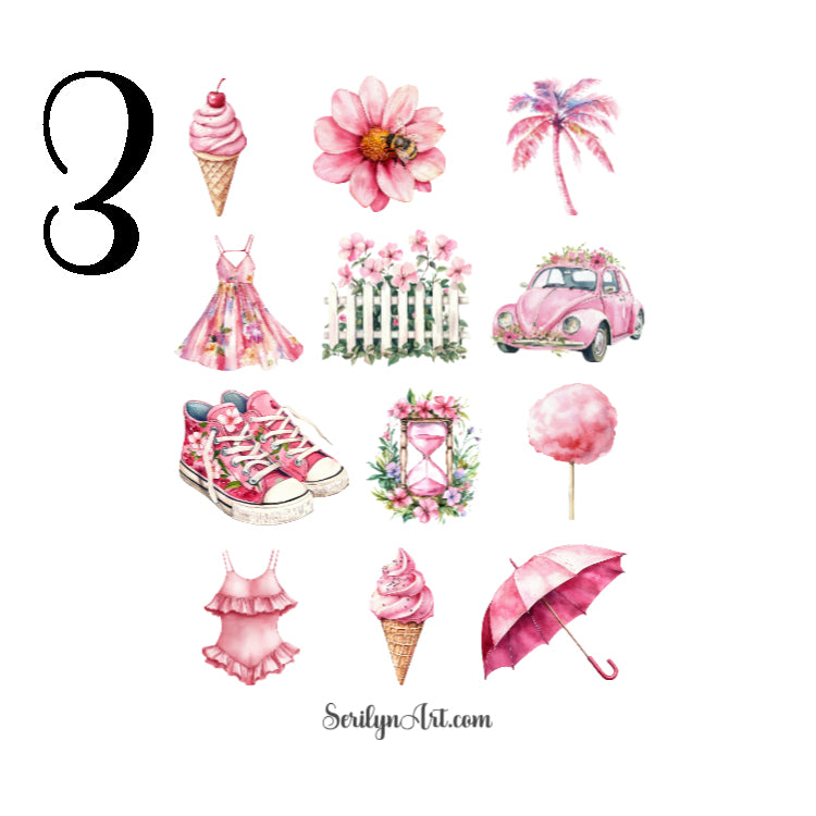 Hot Pink Summer Sticker Sheet