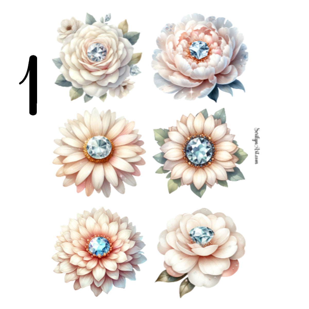 Ivory Flowers Sticker Sheet