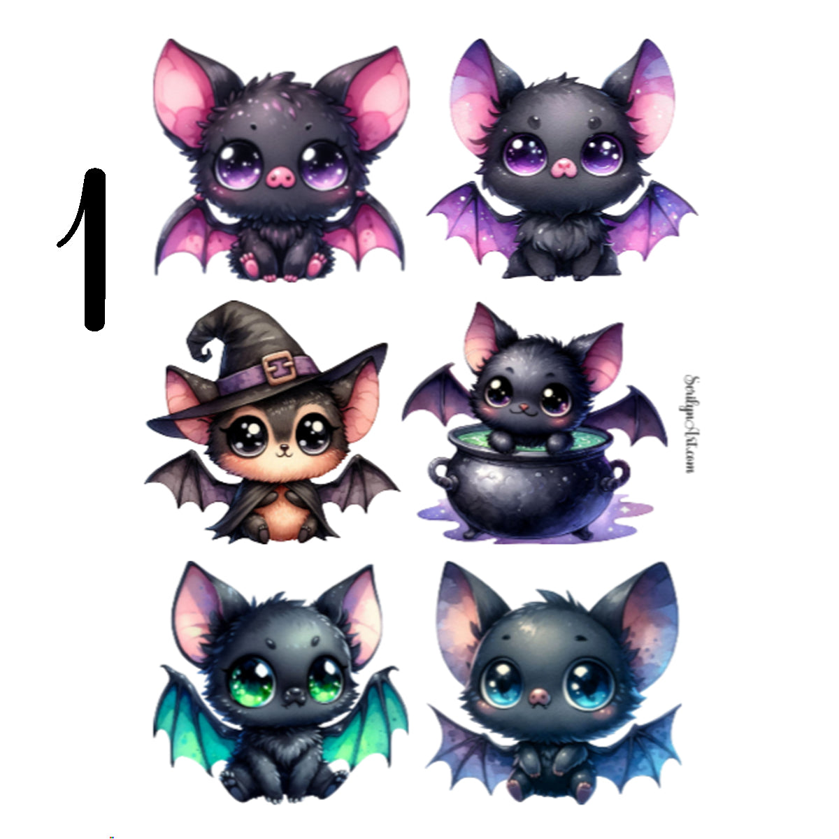 Kawaii Bats Sticker Sheet