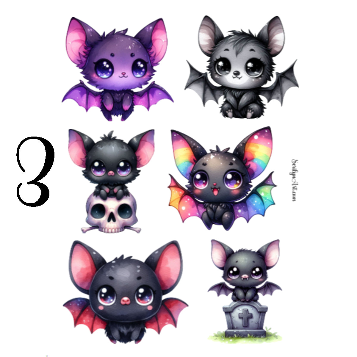 Kawaii Bats Sticker Sheet