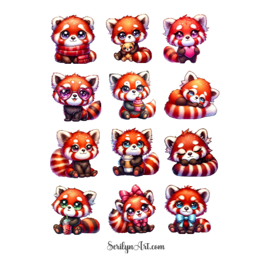 Kawaii Red Pandas Sticker Sheet