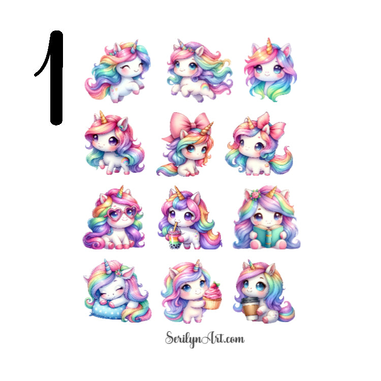 Kawaii Unicorns Sticker Sheet