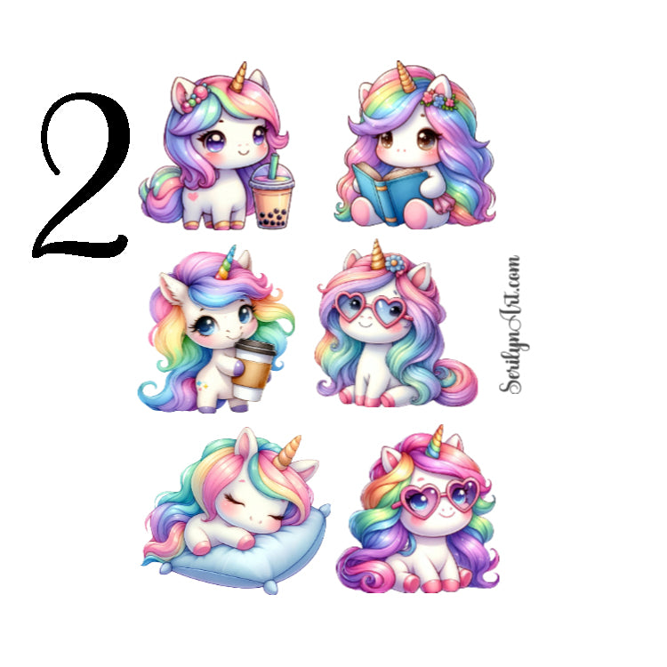 Kawaii Unicorns Sticker Sheet