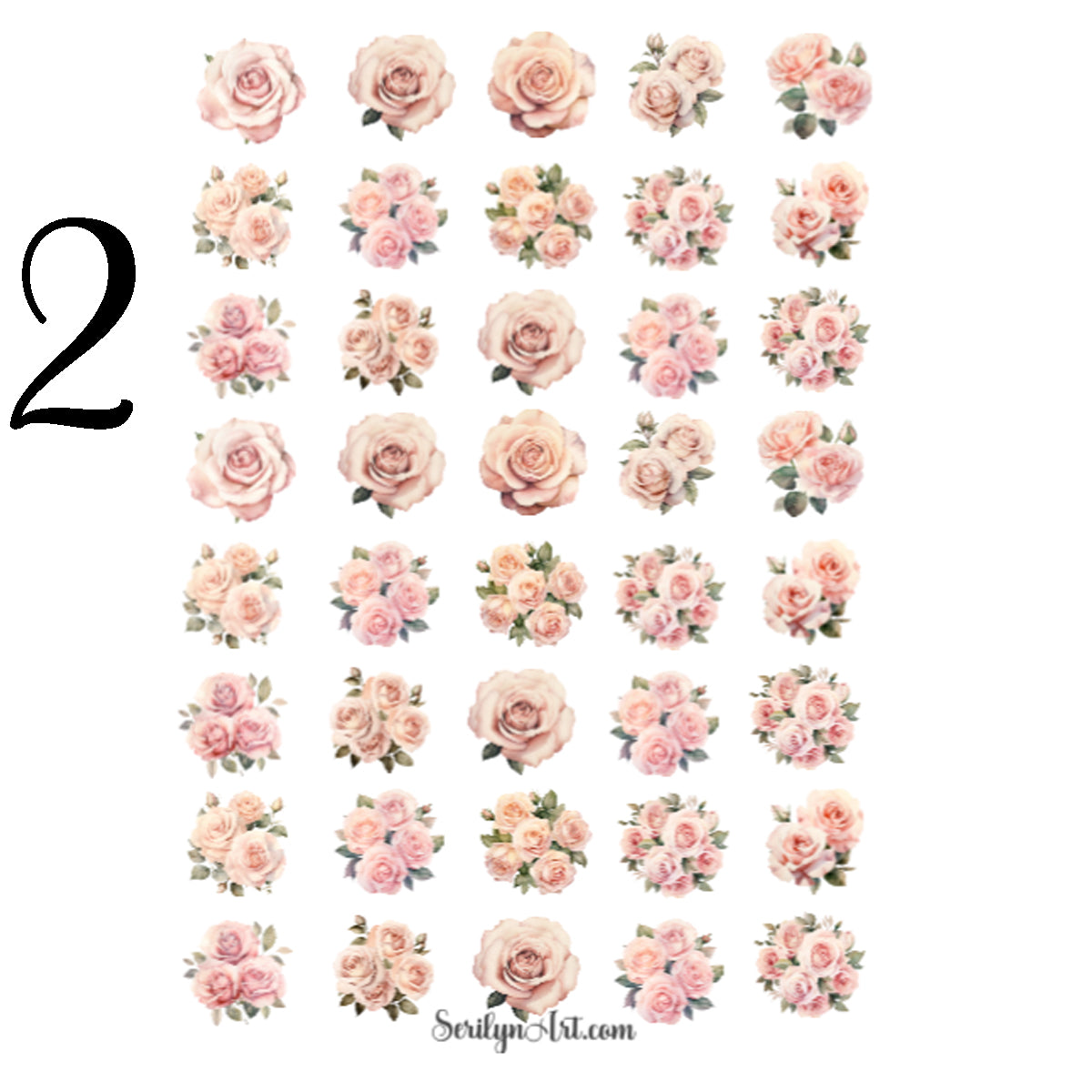Light Pink Roses Sticker Sheet