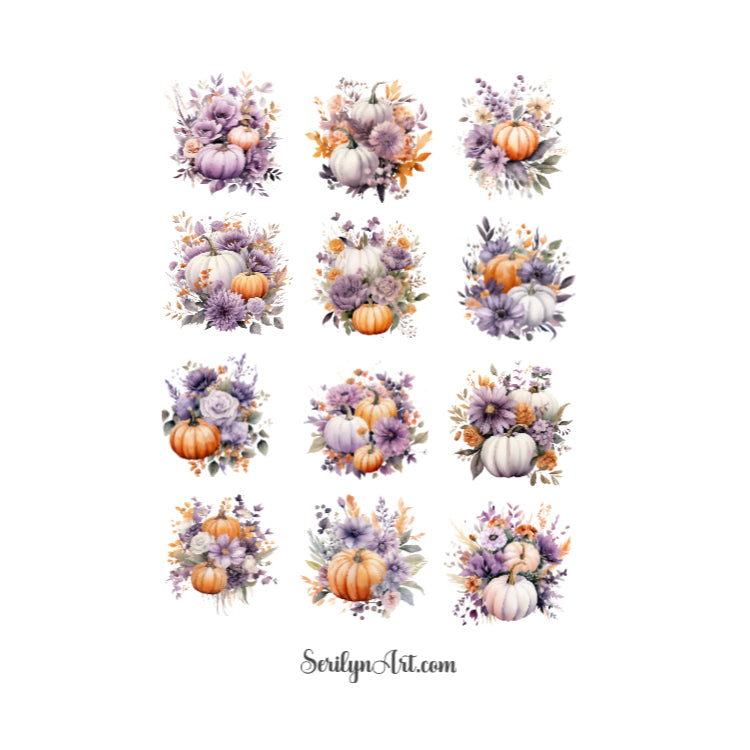 Light Purple Pumpkins Sticker Sheet