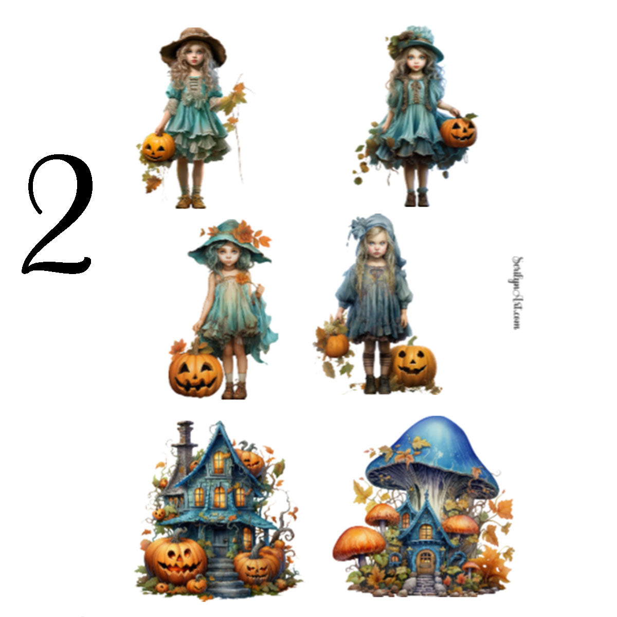 Little Halloween Girl Sticker Sheet